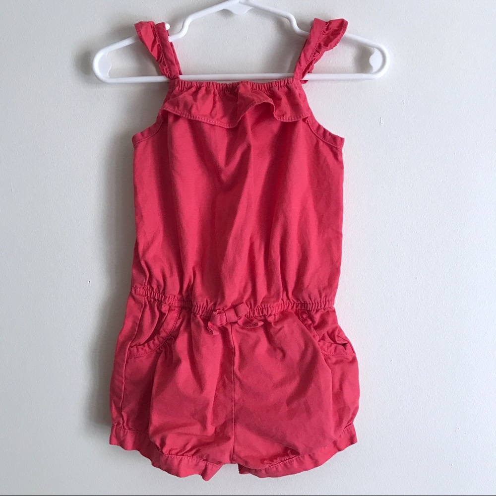 Cherokee Coral Pink Ruffled Romper One Piece